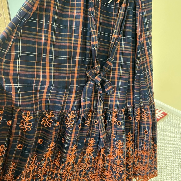Anthropologie Plaid Embroidered Midi Dress XXS - Picture 2 of 7